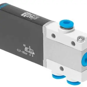 Festo MHE2-M1H-3/2O-QS-4 solenoid valve, part number 196154, 3/2-way normally open with QS-4 push-in, 4 mm connections