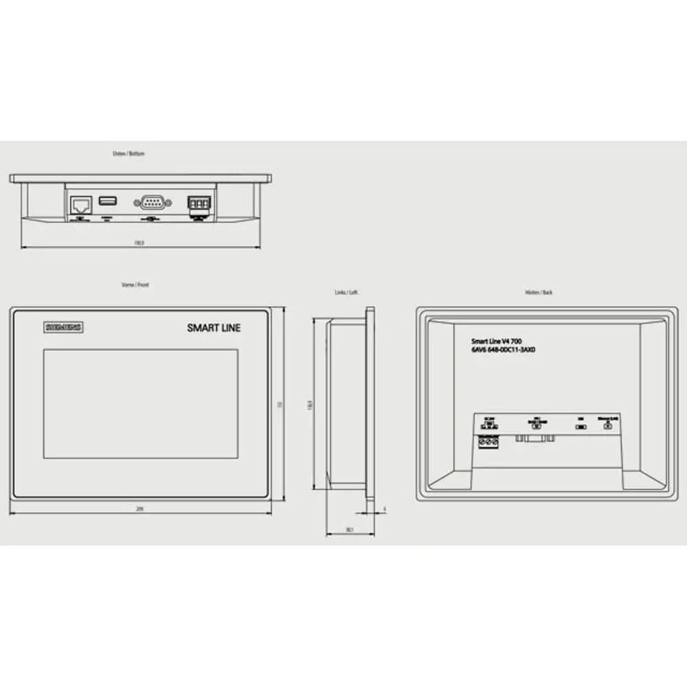 Siemens 6AV6648-0DC11-3AX0 SIMATIC HMI Smart 700 IE V4 7" Touch Panel